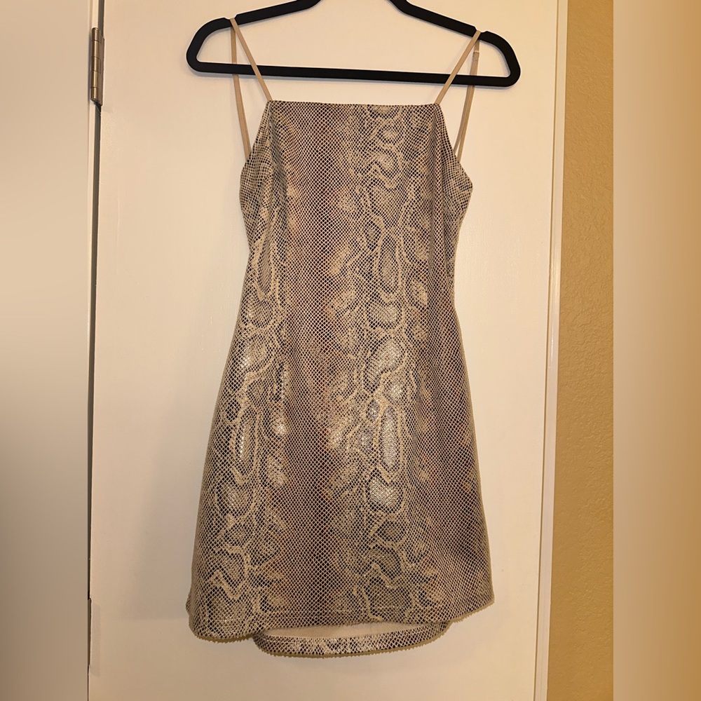 Snake Print Cream Mini Dress - Picture 2 of 9